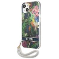 Guess Flower Cord - Etui ze smyczką iPhone 13 Mini (Blue)