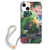 Guess Flower Cord - Etui ze smyczką iPhone 13 Mini (Blue)
