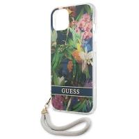 Guess Flower Cord - Etui ze smyczką iPhone 13 Mini (Blue)