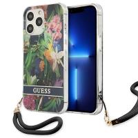 Guess Flower Cord - Etui ze smyczką iPhone 13 Pro Max (Blue) Guess Flower Cord - Etui ze smyczką iPhone 13 Pro Max (Blue)