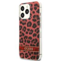Guess Leopard Electro Stripe - Etui iPhone 13 Pro (Red)