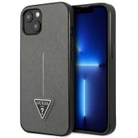 Guess Saffiano Triangle Logo Case – Etui iPhone 13 Mini (srebrny) Guess Saffiano Triangle Logo Case – Etui iPhone 13 Mini (srebrny)