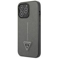 Guess Saffiano Triangle Logo Case – Etui iPhone 13 Pro Max (srebrny)
