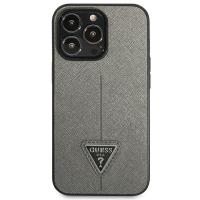 Guess Saffiano Triangle Logo Case – Etui iPhone 13 Pro Max (srebrny)