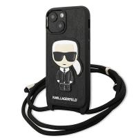 Karl Lagerfeld Monogram Leather Patch and Cord Iconik - Etui iPhone 13 Mini