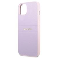 Guess Saffiano Hot Stamp & Metal Logo – Etui iPhone 13 Mini (liliowy)