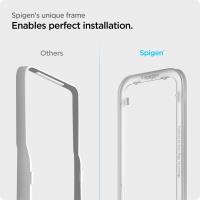 Spigen Alm Glass FC - Szkło hartowane do iPhone 16e / iPhone 14 / iPhone 13 / iPhone 13 Pro (Czarna ramka)