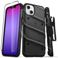 ZIZO BOLT Series - Pancerne etui iPhone 14 Plus ze szkłem 9H na ekran + uchwyt z podstawką (czarny)