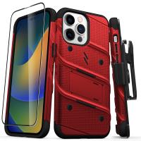 ZIZO BOLT Series - Pancerne etui iPhone 14 Pro Max ze szkłem 9H na ekran + uchwyt z podstawką (czerwony) ZIZO BOLT Series - Pancerne etui iPhone 14 Pro Max ze szkłem 9H na ekran + uchwyt z podstawką (czerwony)