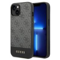 Guess 4G Bottom Stripe Metal Logo Collection - Etui iPhone 14 Plus (szary) Guess 4G Bottom Stripe Metal Logo Collection - Etui iPhone 14 Plus (szary)