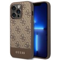 Guess 4G Bottom Stripe Metal Logo Collection - Etui iPhone 14 Pro (brązowy) Guess 4G Bottom Stripe Metal Logo Collection - Etui iPhone 14 Pro (brązowy)