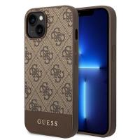 Guess 4G Bottom Stripe Metal Logo Collection - Etui iPhone 14 Plus (brązowy) Guess 4G Bottom Stripe Metal Logo Collection - Etui iPhone 14 Plus (brązowy)