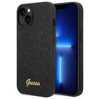 Guess Glitter Flakes Metal Logo Case – Etui iPhone 14 Plus (czarny) Guess Glitter Flakes Metal Logo Case – Etui iPhone 14 Plus (czarny)