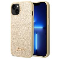 Guess Glitter Flakes Metal Logo Case – Etui iPhone 14 Plus (złoty) Guess Glitter Flakes Metal Logo Case – Etui iPhone 14 Plus (złoty)