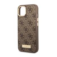 Guess 4G Logo Plate MagSafe - Etui iPhone 14 Plus (brązowy)