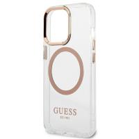 Guess Metal Outline Magsafe - Etui iPhone 13 Pro Max (przezroczysty / złoty)