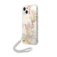Guess Flower Cord - Etui ze smyczką iPhone 14 Plus (fioletowy) Guess Flower Cord - Etui ze smyczką iPhone 14 Plus (fioletowy)