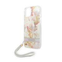 Guess Flower Cord - Etui ze smyczką iPhone 14 Plus (fioletowy)