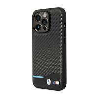 BMW Leather Carbon Blue Line – Etui iPhone 14 Pro (Czarny)