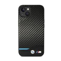 BMW Leather Carbon Blue Line – Etui iPhone 14 (Czarny)