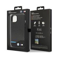 BMW Leather Carbon Blue Line – Etui iPhone 14 (Czarny)