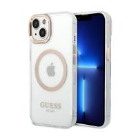 Guess Metal Outline Magsafe - Etui iPhone 14 (przezroczysty / złoty)