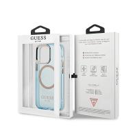 Guess Gold Outline Translucent MagSafe - Etui iPhone 13 Pro Max (niebieski)