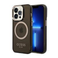 Guess Gold Outline Translucent MagSafe - Etui iPhone 14 Pro Max (czarny)