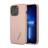 Guess Saffiano Triangle Logo Case – Etui iPhone 14 Pro Max (różowy)