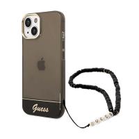 Guess Translucent Pearl Strap - Etui iPhone 14 (czarny) Guess Translucent Pearl Strap - Etui iPhone 14 (czarny)