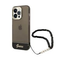 Guess Translucent Pearl Strap - Etui iPhone 14 Pro Max (czarny)