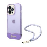 Guess Translucent Pearl Strap - Etui iPhone 14 Pro Max (fioletowy)