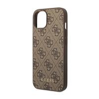 Guess 4G Metal Gold Logo – Etui iPhone 15 / 14 / 13 (brązowy)