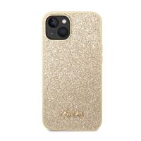 Guess Glitter Flakes Metal Logo Case – Etui iPhone 14 Plus (złoty)