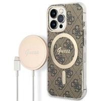 Guess Bundle Pack MagSafe 4G - Zestaw etui + ładowarka MagSafe iPhone 13 Pro Max (brązowy/złoty) Guess Bundle Pack MagSafe 4G - Zestaw etui + ładowarka MagSafe iPhone 13 Pro Max (brązowy/złoty)