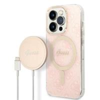 Guess Bundle Pack MagSafe 4G - Zestaw etui + ładowarka MagSafe iPhone 14 Pro (różowy/złoty) Guess Bundle Pack MagSafe 4G - Zestaw etui + ładowarka MagSafe iPhone 14 Pro (różowy/złoty)