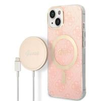 Guess Bundle Pack MagSafe 4G - Zestaw etui + ładowarka MagSafe iPhone 14 Plus (różowy/złoty) Guess Bundle Pack MagSafe 4G - Zestaw etui + ładowarka MagSafe iPhone 14 Plus (różowy/złoty)