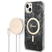 Guess Bundle Pack MagSafe IML Marble - Zestaw etui + ładowarka MagSafe iPhone 14 Plus (czarny/złoty) Guess Bundle Pack MagSafe IML Marble - Zestaw etui + ładowarka MagSafe iPhone 14 Plus (czarny/złoty)
