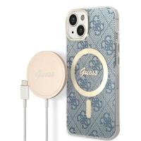 Guess Bundle Pack MagSafe 4G - Zestaw etui + ładowarka MagSafe iPhone 14 (niebieski/złoty) Guess Bundle Pack MagSafe 4G - Zestaw etui + ładowarka MagSafe iPhone 14 (niebieski/złoty)