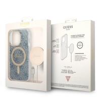 Guess Bundle Pack MagSafe 4G - Zestaw etui + ładowarka MagSafe iPhone 14 Pro Max (niebieski/złoty)