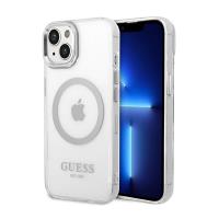 Guess Metal Outline MagSafe - Etui iPhone 14 (przezroczysty / srebrny)