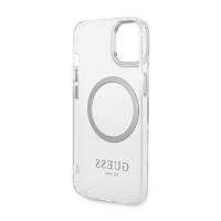 Guess Metal Outline MagSafe - Etui iPhone 14 (przezroczysty / srebrny)