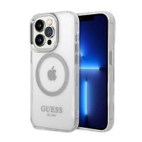 Guess Metal Outline MagSafe - Etui iPhone 14 Pro Max (przezroczysty / srebrny)