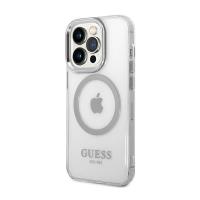 Guess Metal Outline MagSafe - Etui iPhone 14 Pro Max (przezroczysty / srebrny)