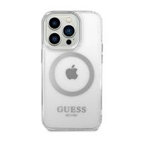 Guess Metal Outline MagSafe - Etui iPhone 14 Pro Max (przezroczysty / srebrny)