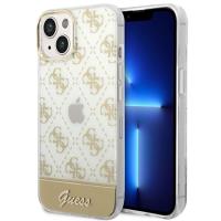 Guess 4G Stripe Script Logo Electroplated Pattern – Etui iPhone 14 Plus (złoty)