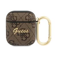 Guess 4G Script Metal Collection- Etui AirPods 1/2 gen (brązowy)