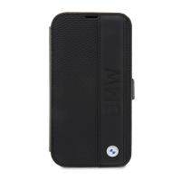 BMW Booktype Leather Textured & Stripe - Etui iPhone 14 Pro (czarny) BMW Booktype Leather Textured & Stripe - Etui iPhone 14 Pro (czarny)