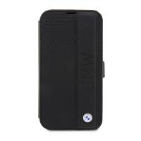 BMW Booktype Leather Textured & Stripe - Etui iPhone 14 Pro (czarny)