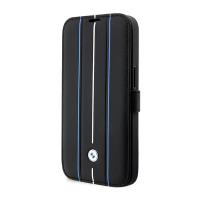 BMW Booktype Leather Stamp Blue Lines - Etui iPhone 14 Pro (czarny) BMW Booktype Leather Stamp Blue Lines - Etui iPhone 14 Pro (czarny)